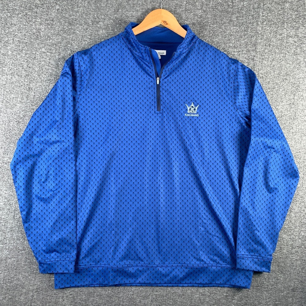 Peter Millar Kingsbarns Perth Men XL Skull & Clubs 1/4 Zip Performance Golf AOP